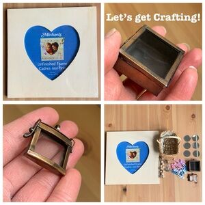 Craft Bundle / Heart-Shaped Unfinished wooden Frame with other Craft Accessories